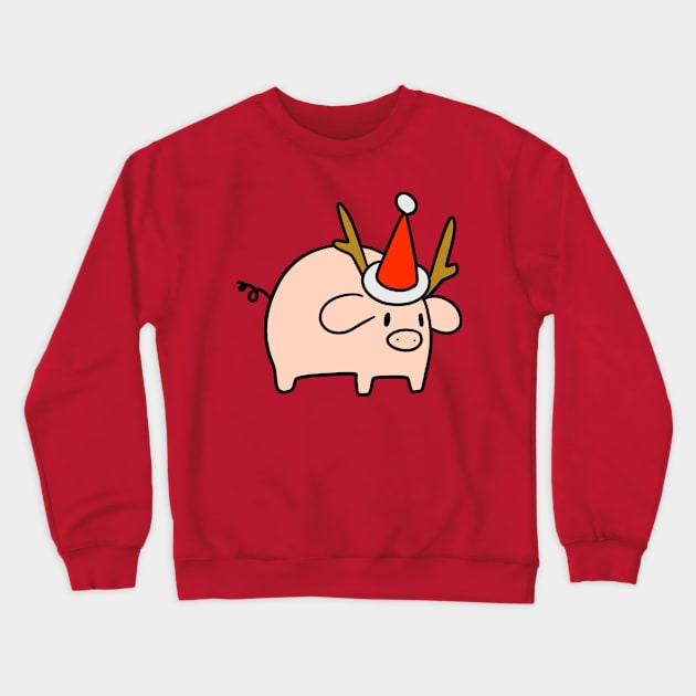 Reindeer Pig Crewneck Sweatshirt by saradaboru